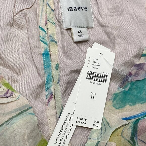NEW MAEVE Women's V-Neck Hi-Low Flowy Dress Size XL Pastel Multi Floral Print - Picture 3 of 8